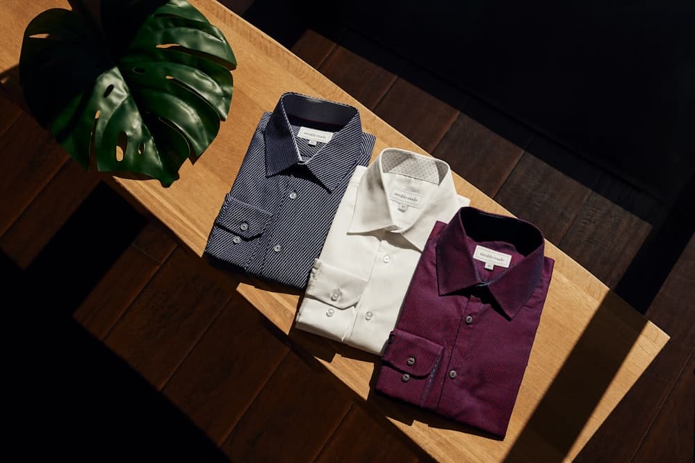 Folded woven dress shirts